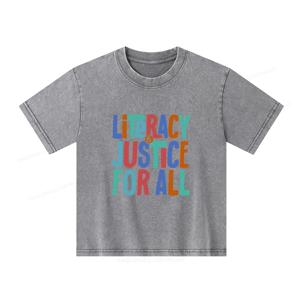 Pagewings Reading Shirt, Book Club Shirt Unisex Kids Washed T-shirt