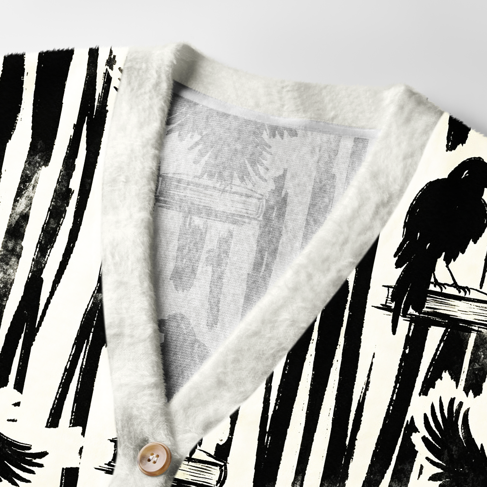 Pagewings Reading Crow Light Knit Unisex Cardigan Sweaters