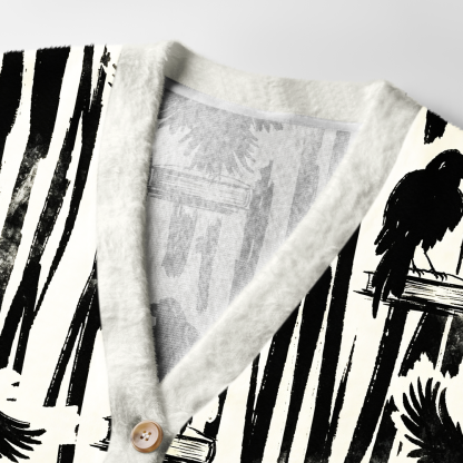 Pagewings Reading Crow Light Knit Unisex Cardigan Sweaters