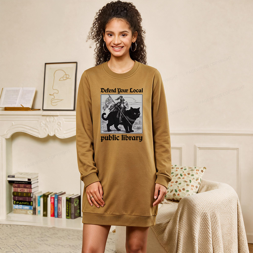 Pagewings Defend Your Local public library Sweatshirt Dress