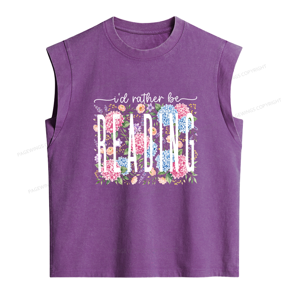 Pagewing I’d Rather Be Reading Bookish Women's Washed Tank Top