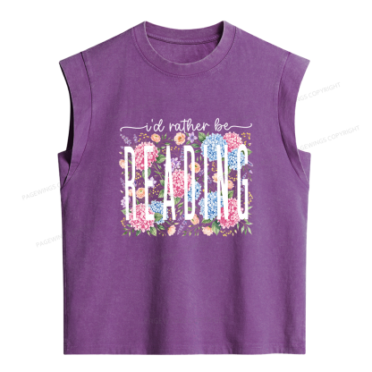 Pagewing I’d Rather Be Reading Bookish Women's Washed Tank Top