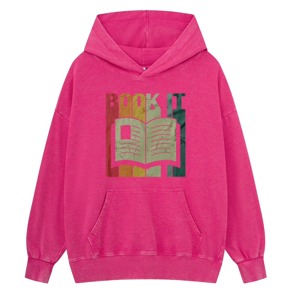 Pagewings Book It Retro 80s Unisex Washed Hoodie