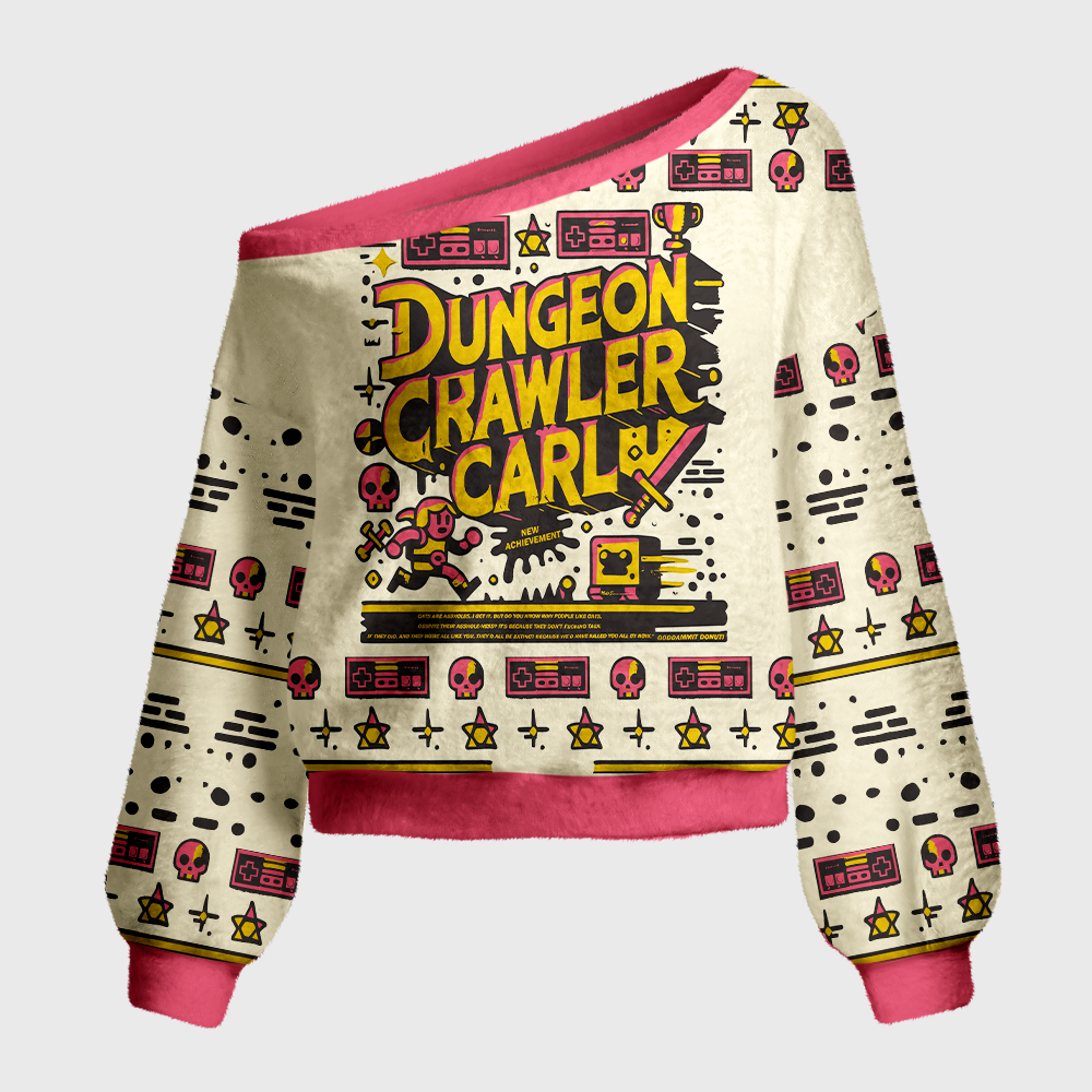 Pagewings Sci Fi Book Lover Off Shoulder Ugly Knit Sweater