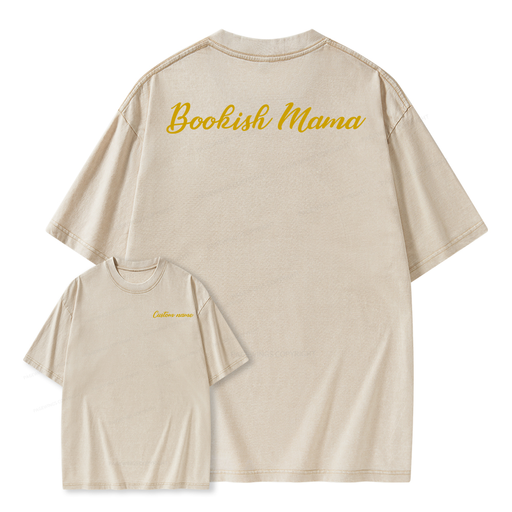 Pagewings Personalized Bookish Mama Unisex Washed T-shirt