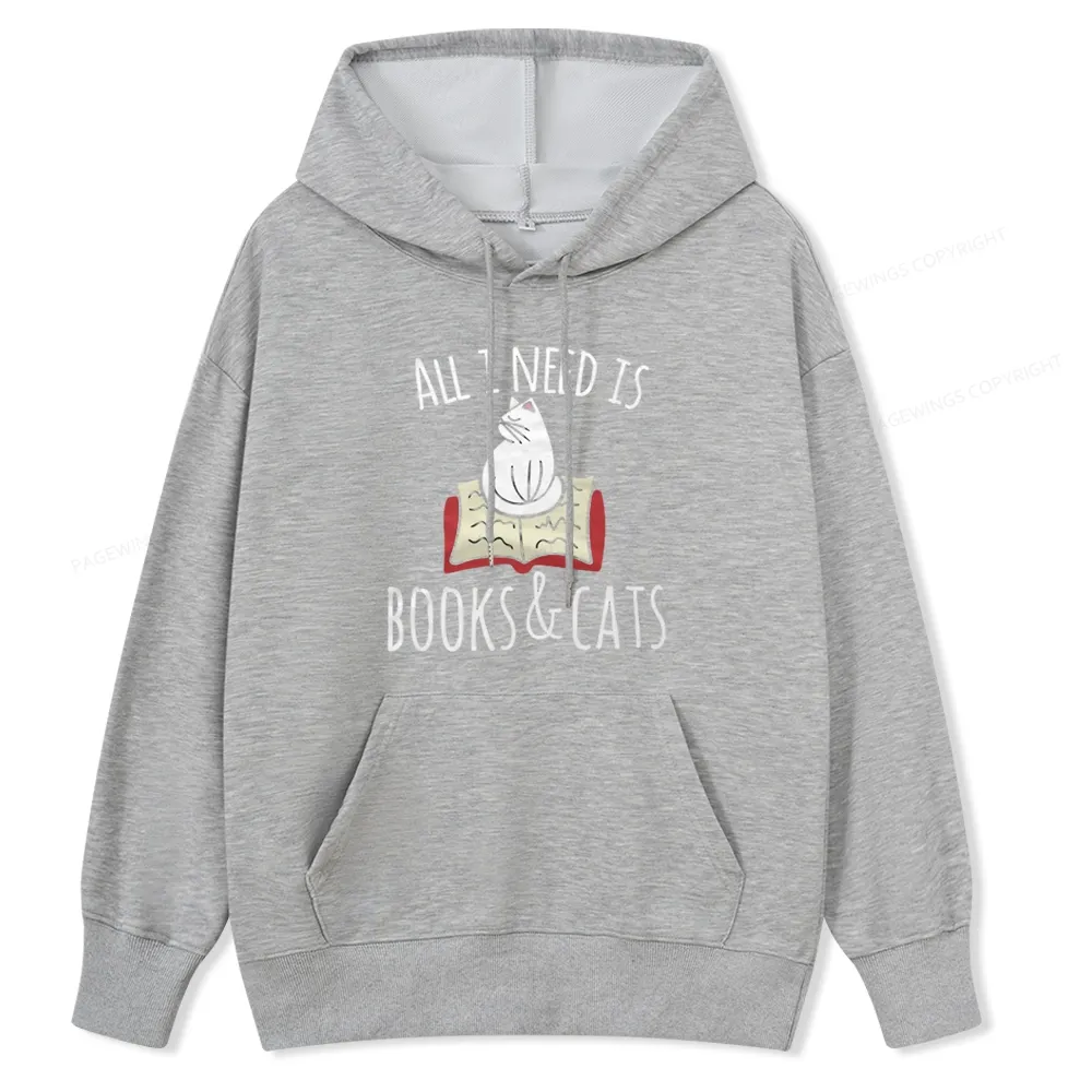 Pagewings All I Need Is Book & Cat Unisex Classic Hoodie