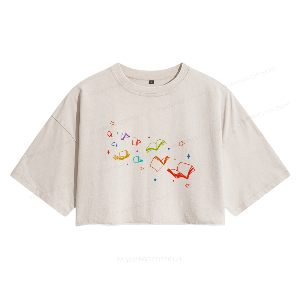 Pagewing Libraries Are For Everyone Women's Washed Cropped T-shirt