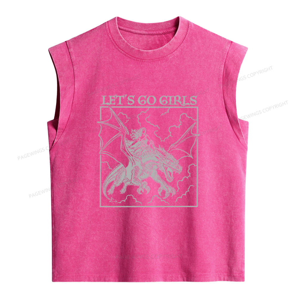 Pagewing Retro Dragon Rider Women's Washed Tank Top
