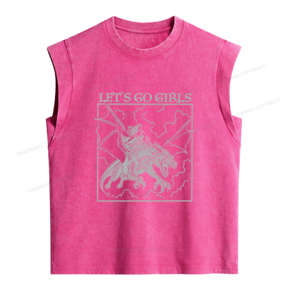 Pagewing Retro Dragon Rider Women's Washed Tank Top