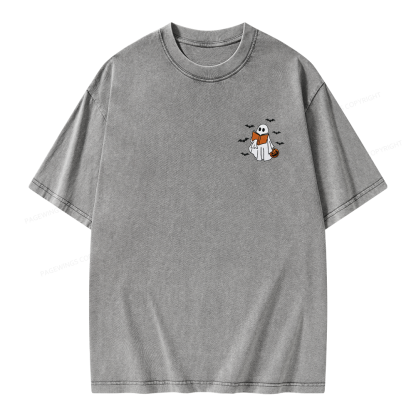 Pagewings Embroidered Book Lover Halloween Unisex Washed T-shirt