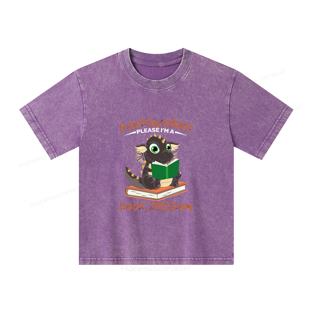 Pagewings Book Dragon Unisex Kids Washed T-shirt