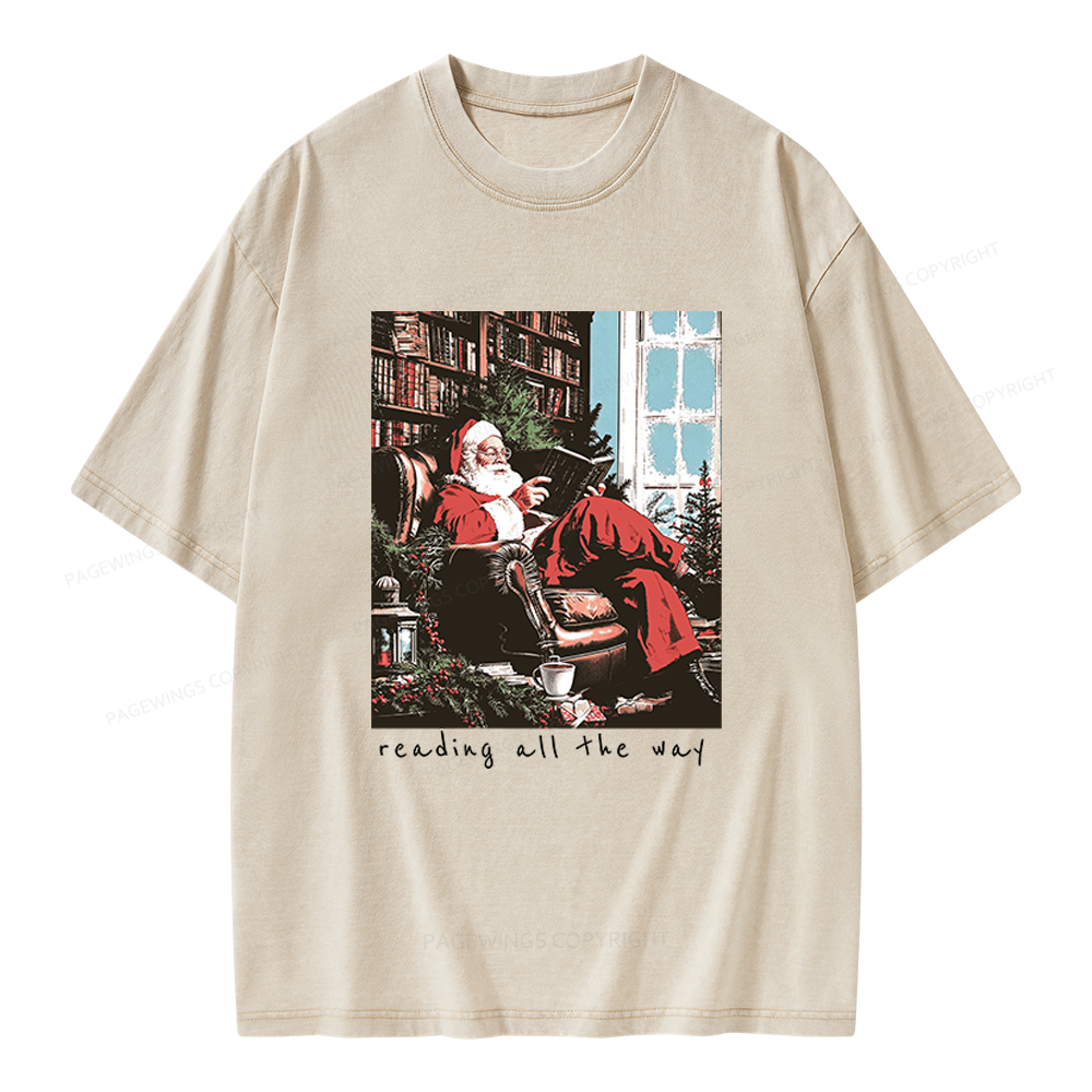 Pagewings Bookish Christmas Unisex Washed T-shirt