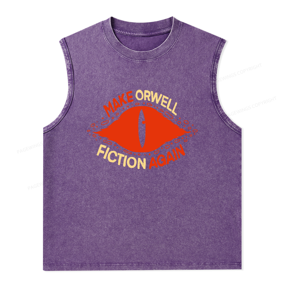 Pagewings Make Orwell Fiction Again Unisex Washed Tank Top