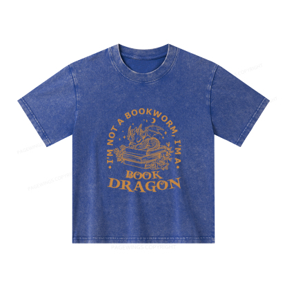 Pagewings I’m Not A Bookworm I’m A Book Dragon Unisex Kids Washed T-shirt