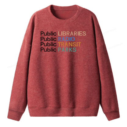 Pagewings Public Libraries Radio Transit Parks Unisex Knit Sweatshirt