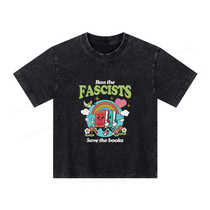 Pagewings Ban the Fascists Save the Books Unisex Kids Washed T-shirt