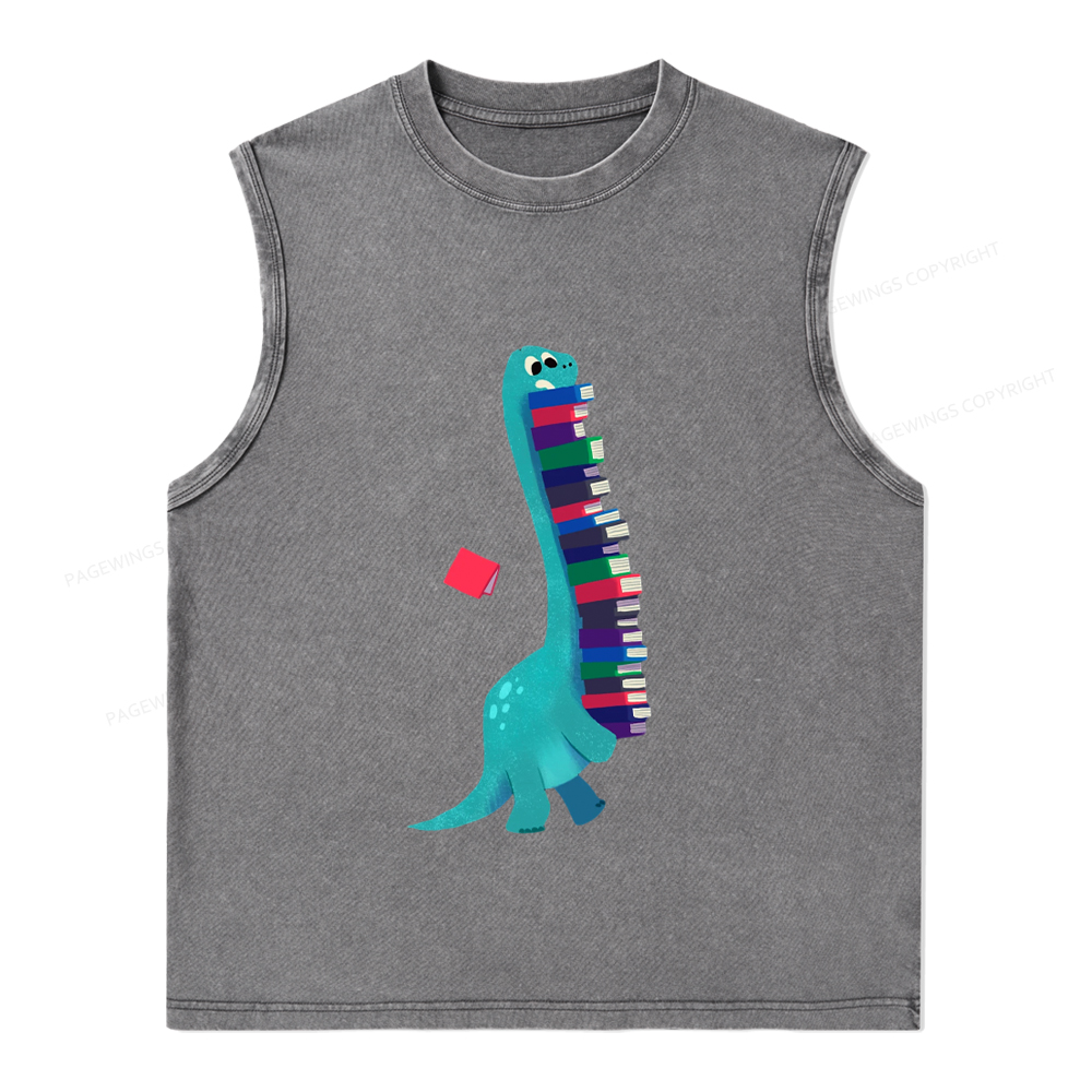 Pagewings Book Dinosaurs Unisex Washed Tank Top