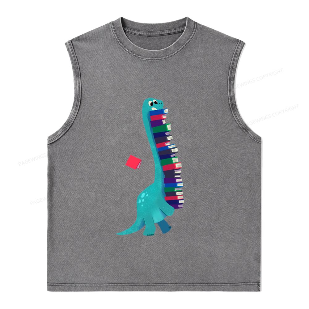 Pagewings Book Dinosaurs Unisex Washed Tank Top