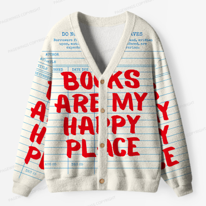 Pagewings Books Are My Happy Place Unisex Cardigan Sweaters