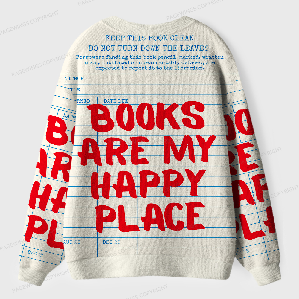 Pagewings Books Are My Happy Place Unisex Cardigan Sweaters