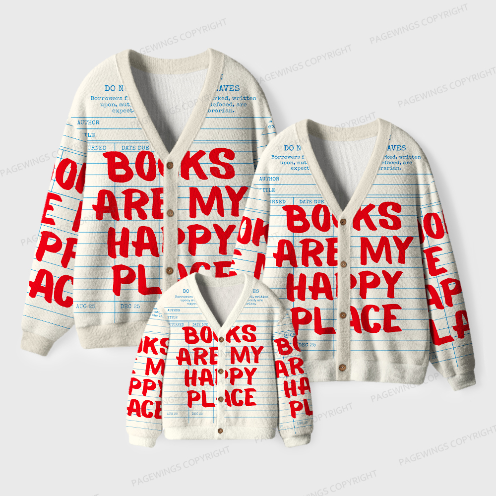 Pagewings Books Are My Happy Place Unisex Cardigan Sweaters