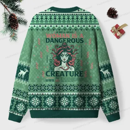 Pagewings A Well-Read Woman Is A Dangerous Creature Unisex Ugly Knit Sweatshirt