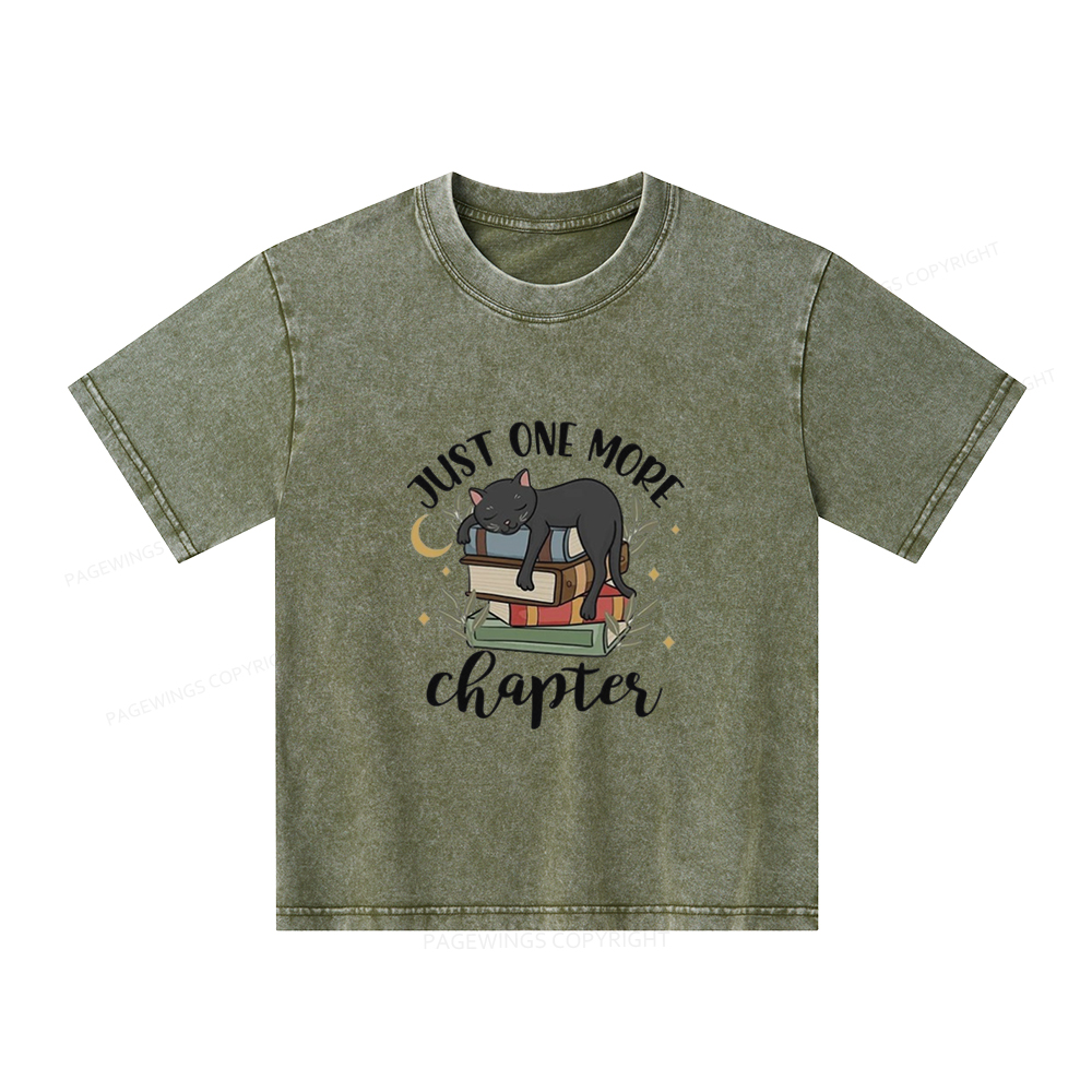Pagewings Just One More Chapter Adorable Cat Unisex Kids Washed T-shirt