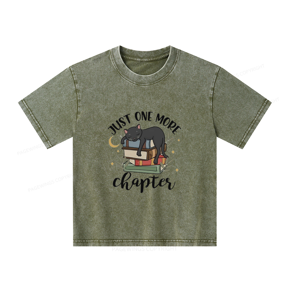 Pagewings Just One More Chapter Adorable Cat Unisex Kids Washed T-shirt