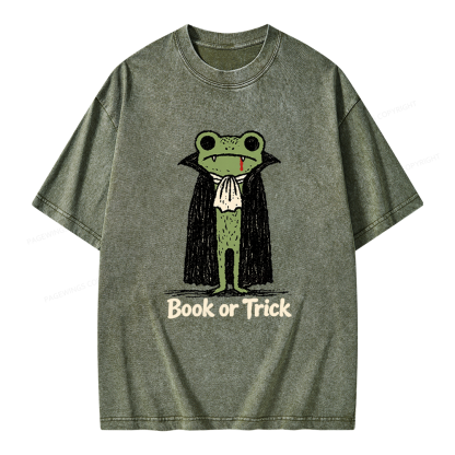 Pagewings Frog Halloween Unisex Washed T-shirt