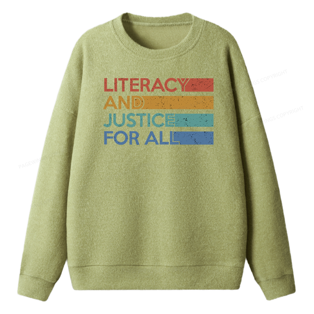 Pagewings Literacy and Justice For All Unisex Knit Sweatshirt