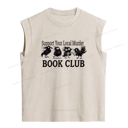 Pagewings Support Your Local Murder Book Club Women's Washed Tank Top