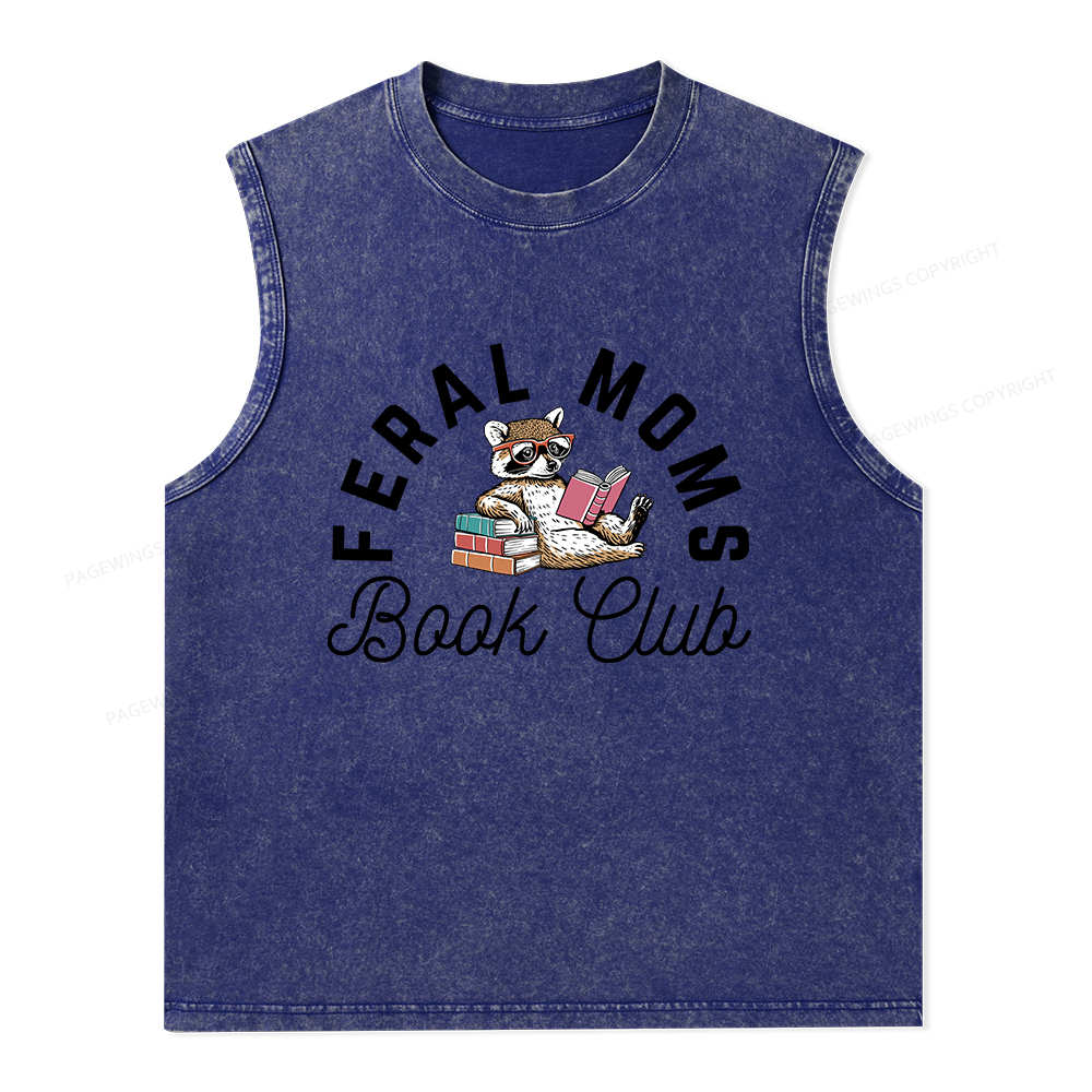 Pagewings Feral Moms Book Club Unisex Washed Tank Top