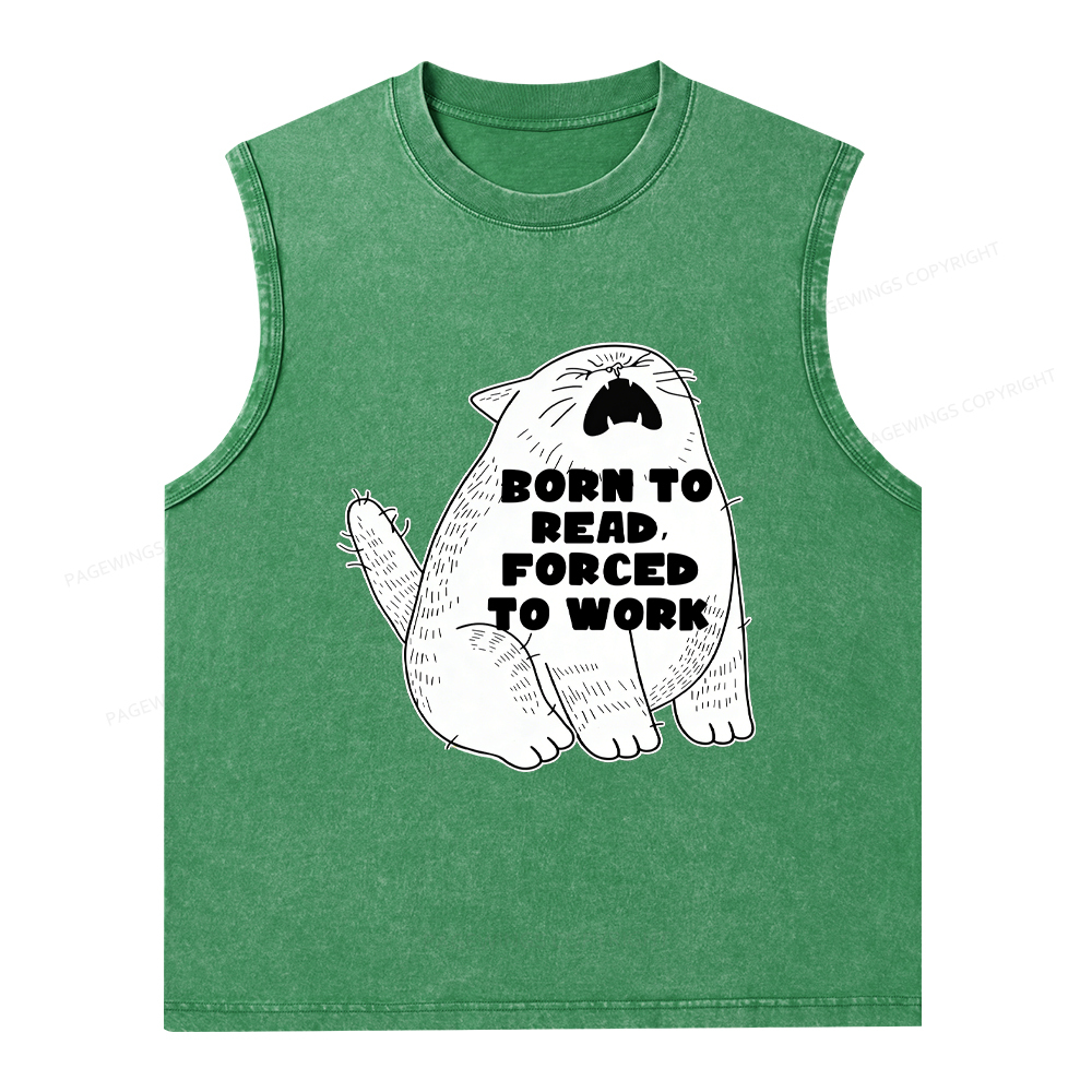 Pagewings Born To Read Forced To Work Unisex Washed Tank Top
