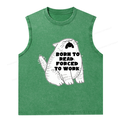 Pagewings Born To Read Forced To Work Unisex Washed Tank Top