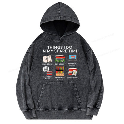 Pagewings Books Reading In My Spare Time Unisex Washed Hoodie
