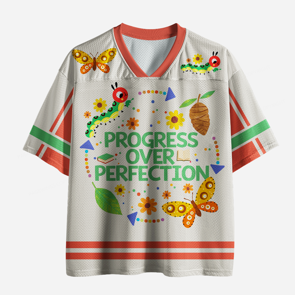 Pagewings Progress Over Perfection Unisex Mesh Jersey