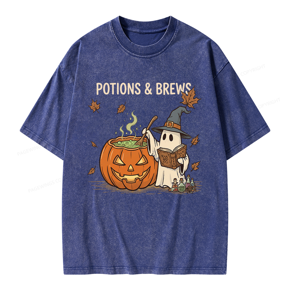 Pagewings Potions and Brews Unisex Washed T-shirt
