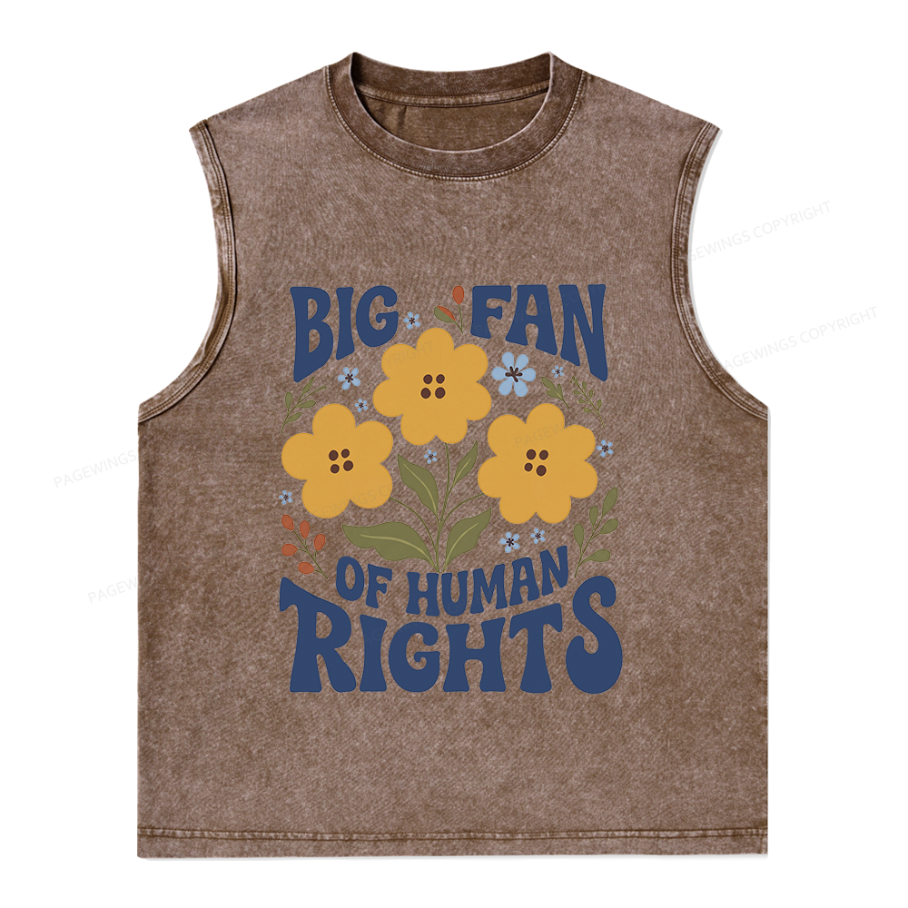 Pagewings Big Fan of Human Rights Unisex Washed Tank Top