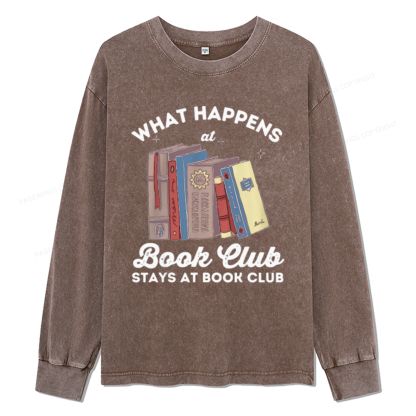 Pagewings Stays At Book Club Book Unisex Washed Long Sleeve T-shirt