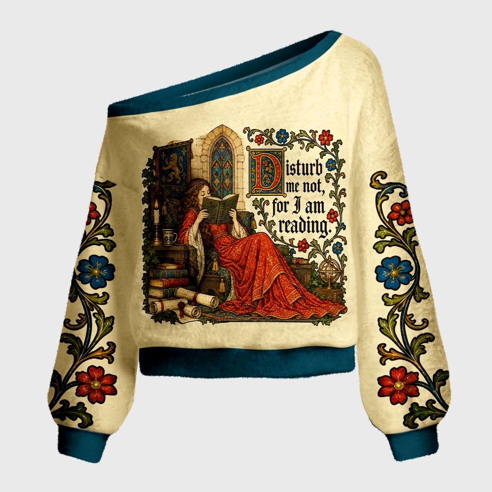 Pagewings Funny Bookish Off Shoulder Ugly Knit Sweater