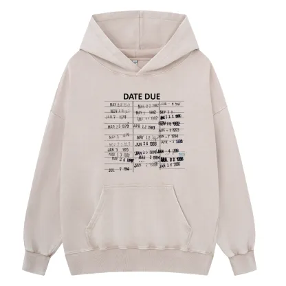 Pagewings Library Card Due Dat Unisex Washed Hoodie