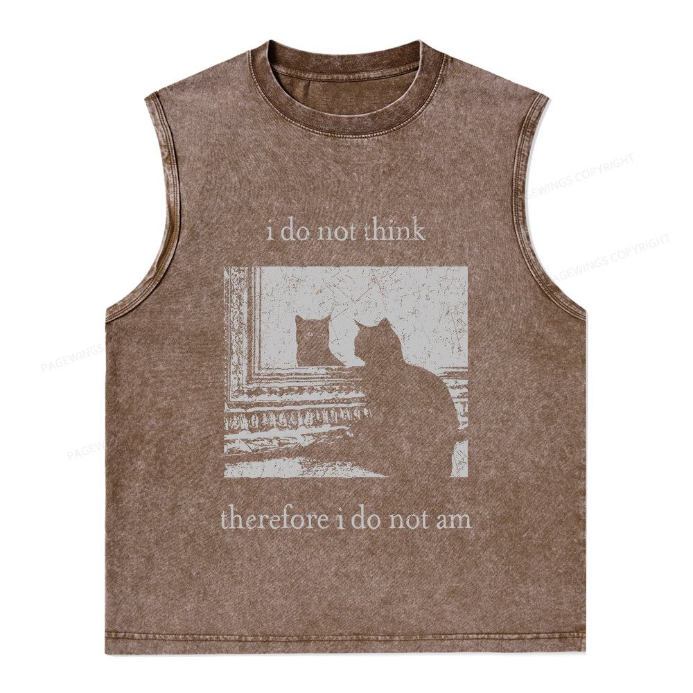 Pagewings I Do Not Think Therefore I Do Not Am Unisex Washed Tank Top