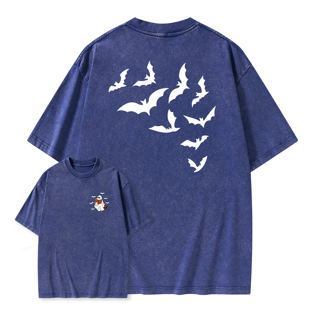 Pagewings Book Lover Halloween Unisex Washed T-shirt