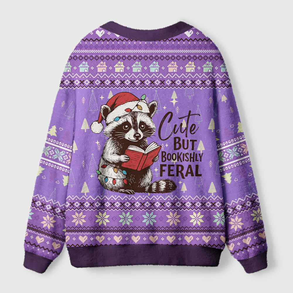 Pagewings Cute But Bookishly Feral Light Knit Unisex Cardigan Sweaters