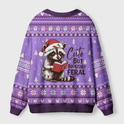 Pagewings Cute But Bookishly Feral Light Knit Unisex Cardigan Sweaters