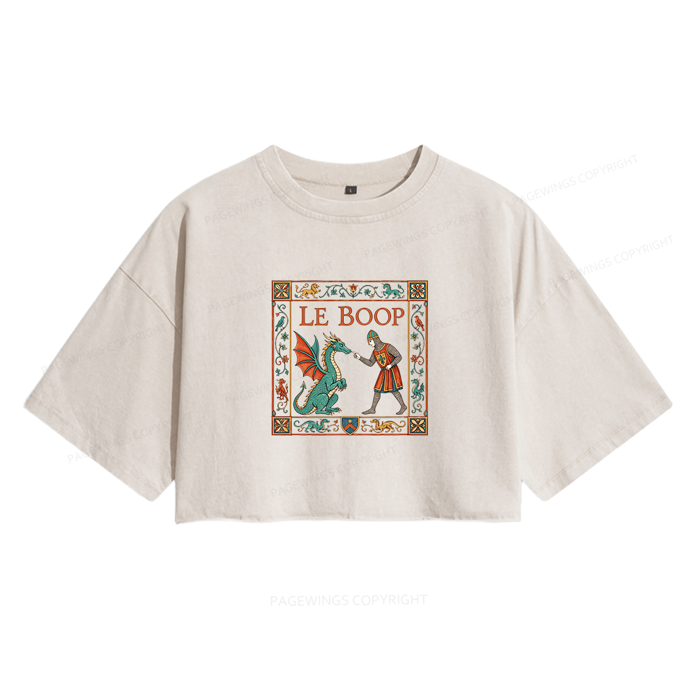 Pagewings Le Boop Women's Washed Cropped T-shirt