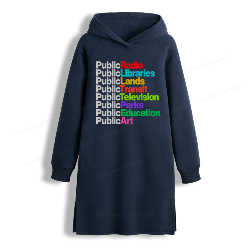 Pagewings Public Libraries Side-Slit Fleece Hoodie Dress