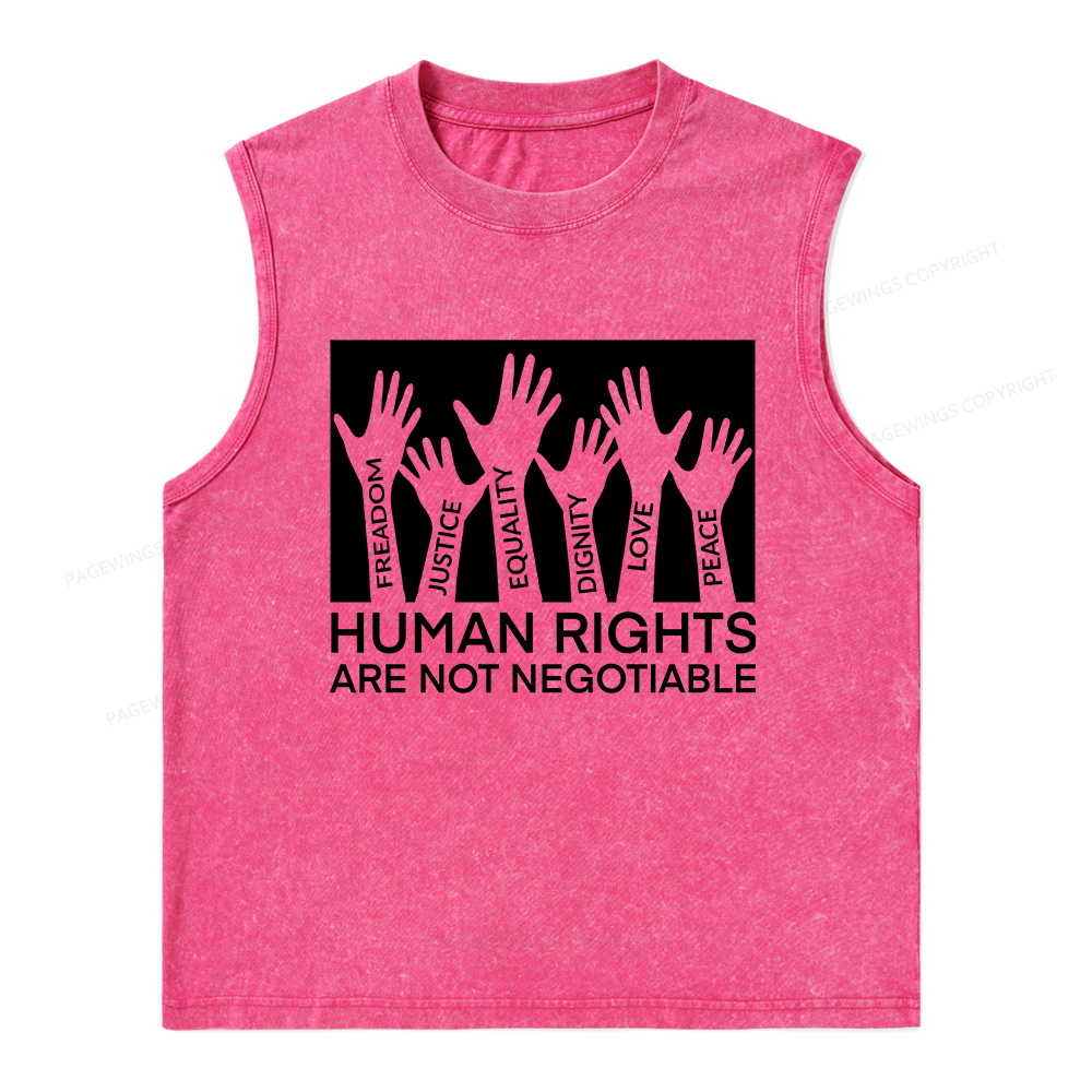 Pagewings Human Rights Are Not Negotiable Unisex Washed Tank Top