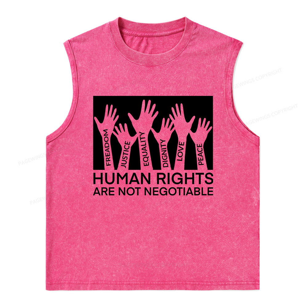 Pagewings Human Rights Are Not Negotiable Unisex Washed Tank Top