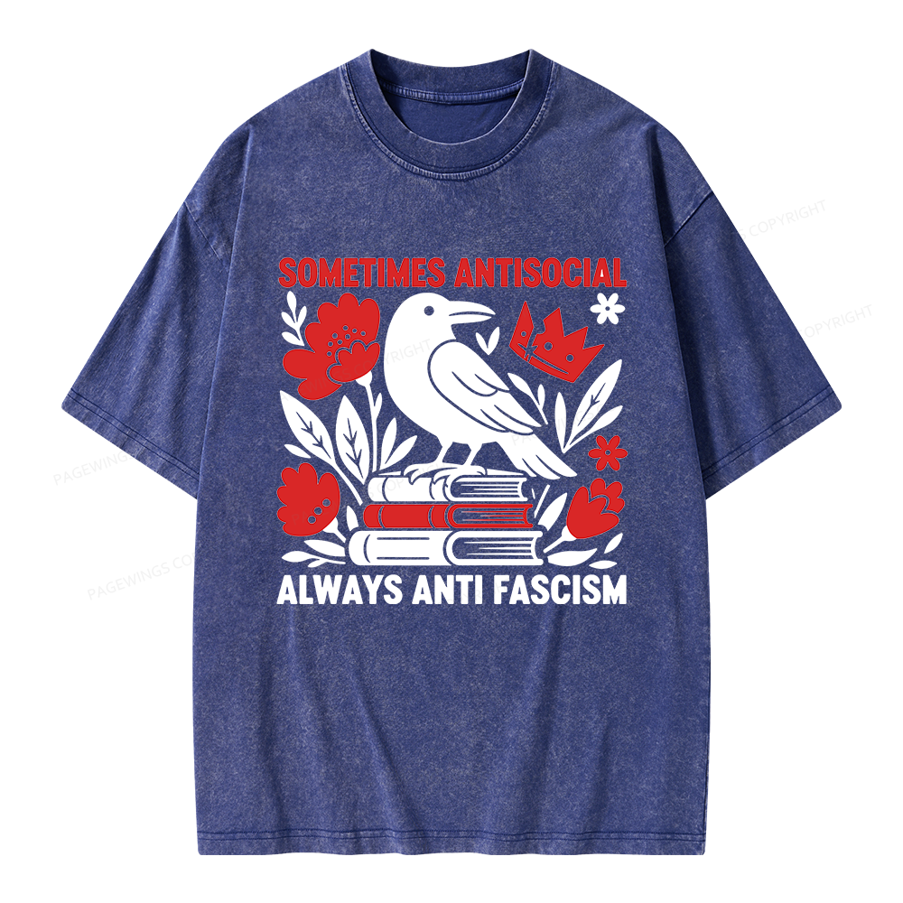Pagewings Anti Fascism Unisex Washed T-shirt